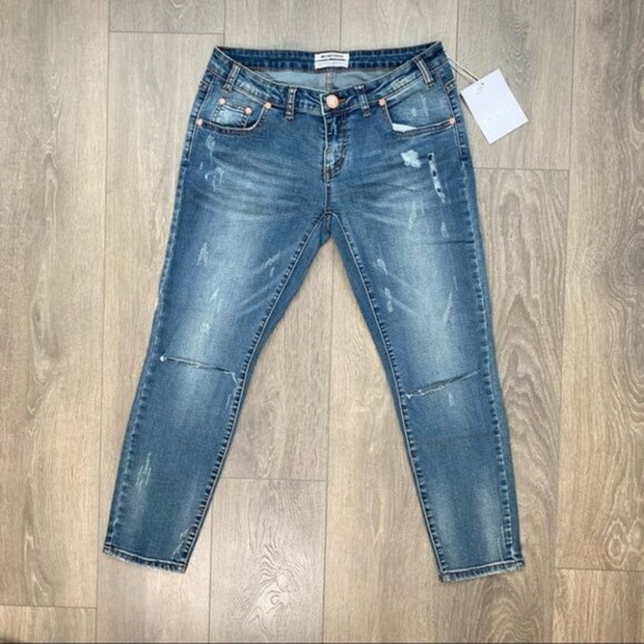 Free People One Teaspoon Freebirds Skinny Jeans Crop Blue indigo Straight leg - Picture 3 of 16